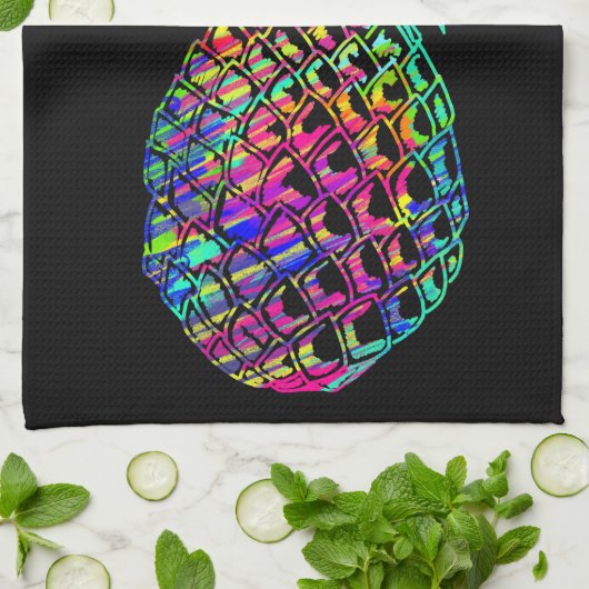 Farbige Ananas Geschirrtuch (Gefaltet)