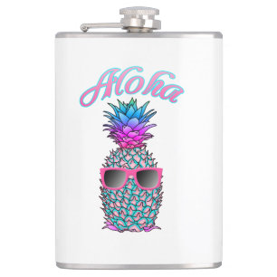 Farbige Ananas Hawaiian Aloha Flachmann