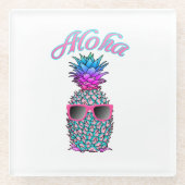 Farbige Ananas Hawaiian Aloha Glasuntersetzer (Vorderseite)