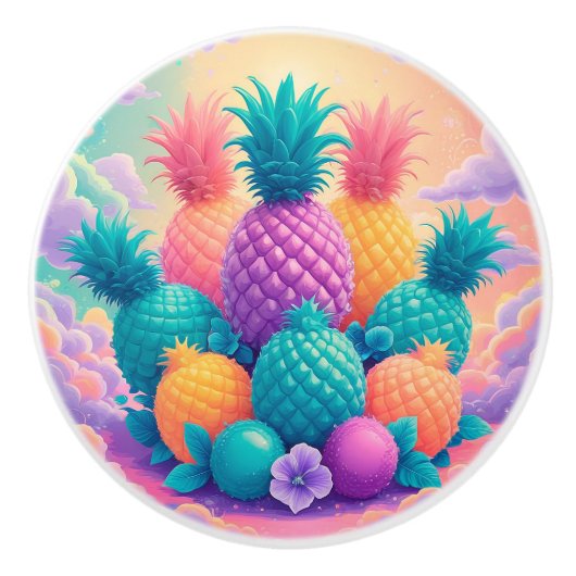 Farbige Ananas Keramikknauf (Vorderseite)