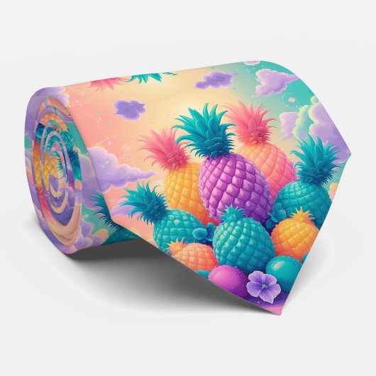 Farbige Ananas Krawatte (Gerollt)