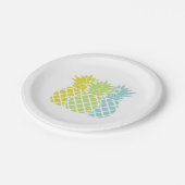 Farbige Ananas Pappteller (Schrägansicht)