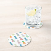 farbige Ananas Runder Pappuntersetzer (Vor Ort)