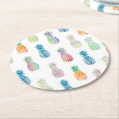 farbige Ananas Runder Pappuntersetzer (Angewinkelt)
