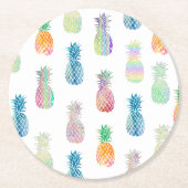 farbige Ananas Runder Pappuntersetzer (Vorderseite)