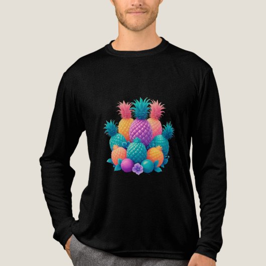 Farbige Ananas Tri-Blend Shirt (Vorderseite)