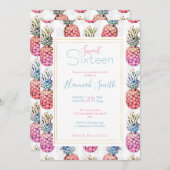 Farbige Ananas und maliges weißes Muster Einladung (Vorne/Hinten)