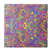 Farbige Angesagte Abstrakte Fantasie Doodles Muste Fliese (Vorderseite)