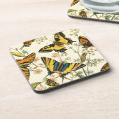 Farbige Ansammlung von Schmetterlingen und Raupen Getränkeuntersetzer (Linke Seite)