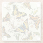 Farbige Ansammlung von Schmetterlingen und Raupen Glasuntersetzer (Rückseite)