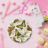 Farbige Ansammlung von Schmetterlingen und Raupen Pappteller (Party)