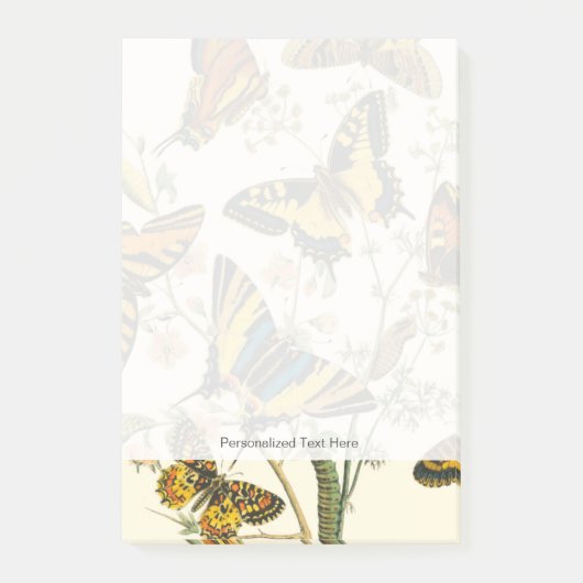 Farbige Ansammlung von Schmetterlingen und Raupen Post-it Klebezettel (Vorderseite)