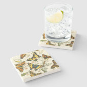 Farbige Ansammlung von Schmetterlingen und Raupen Steinuntersetzer (Seitenansicht)