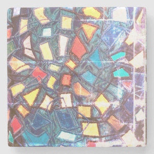 Farbige, aquamarin-gelbe Grunge abstrakt Steinuntersetzer