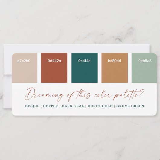 Farbige Aquamarine Farbpalette für Kupfer 2021 Einladung (Vorderseite)