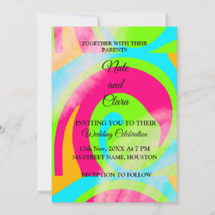Farbige Aquarell-Abstrakt-Add-Name-Text Einladung