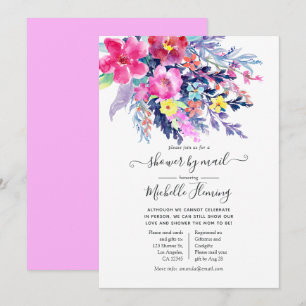 Farbige Aquarell-Blumen-Baby-Shower per Post Einladung