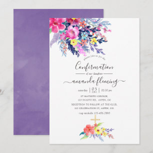 Farbige Aquarell-Blumen-Frühling-Bestätigung Einladung