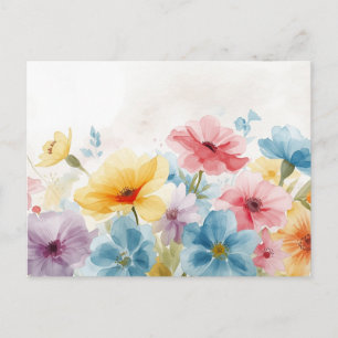 Farbige Aquarell-Blumen-Postkarte Postkarte