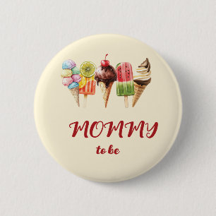 Farbige Aquarell-Eiscreme Süße werdende Mutti Button