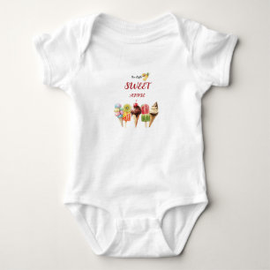 Farbige Aquarell-Eiscreme Süßigkeiten Baby Strampler