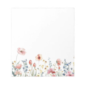 Farbige Aquarell-Frühlingsblüten Florales Notizbuc Notizblock