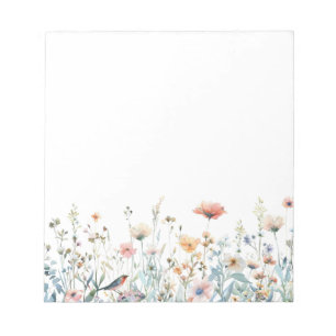 Farbige Aquarell-Frühlingsblüten Florales Notizbuc Notizblock