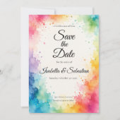 Farbige Aquarell-Hochzeit Save The Date (Vorderseite)