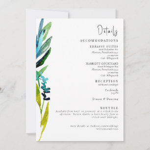 Farbige Aquarell-Hochzeitsdetails Beilage Einladung