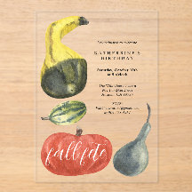 Farbige Aquarell-Kürbisse Herbst-Geburtstagsfeier
