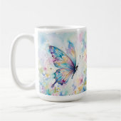 Farbige Aquarell-Schmetterlings-Blumen Kaffeetasse (Links)