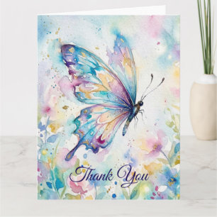 Farbige Aquarell-Schmetterlings-Blumen Karte