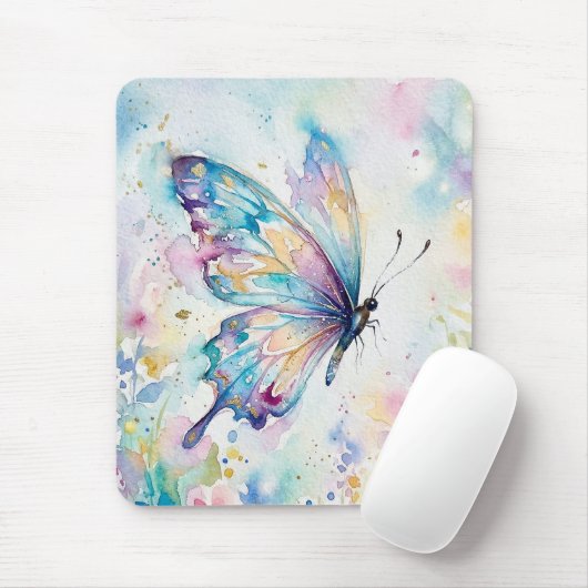 Farbige Aquarell-Schmetterlings-Blumen Mousepad (Mit Mouse)