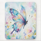 Farbige Aquarell-Schmetterlings-Blumen Mousepad (Vorne)