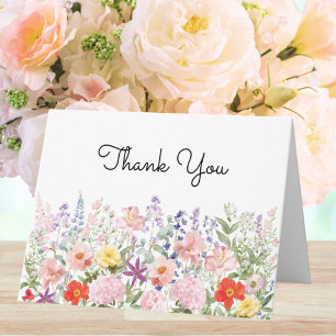 Farbige Aquarell schöne Blumen Floral Garten Dankeskarte