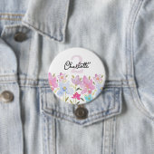 Farbige Aquarell Süße Wildblumen Monogramm Button (Beispiel)