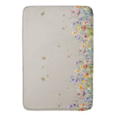 Farbige Aquarell-Wildblume mit Schmetterling Badematte (Vorderseite Vertikal)