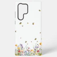 Farbige Aquarell-Wildblume mit Schmetterling