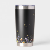 Farbige Aquarell-Wildblume mit Schmetterling Thermobecher (Rückseite)