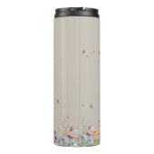 Farbige Aquarell-Wildblume mit Schmetterling Thermosbecher (Rückseite)