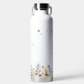 Farbige Aquarell-Wildblume mit Schmetterling Trinkflasche (Vorderseite)