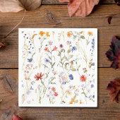 Farbige Aquarell-Wildblume Serviette