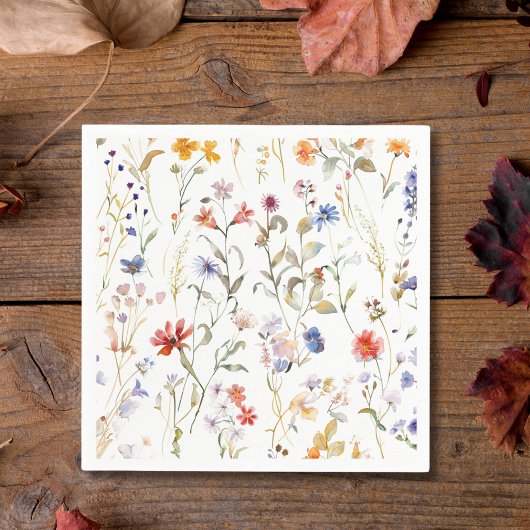 Farbige Aquarell-Wildblume Serviette