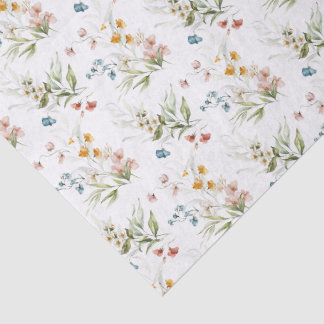 Farbige Aquarell-Wildblumen 1600er Kunst Seidenpapier