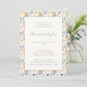 Farbige Aquarell-Wildblumen-Abschlussfeier Einladung