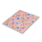 Farbige Aquarell-Wildblumen Blumenmuster Fliese (Seite)