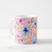 Farbige Aquarell-Wildblumen Blumenmuster Kaffeetasse (Vorderseite Links)