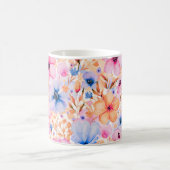 Farbige Aquarell-Wildblumen Blumenmuster Kaffeetasse (Mittel)