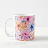 Farbige Aquarell-Wildblumen Blumenmuster Kaffeetasse (Links)
