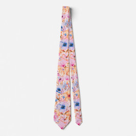 Farbige Aquarell-Wildblumen Blumenmuster Krawatte